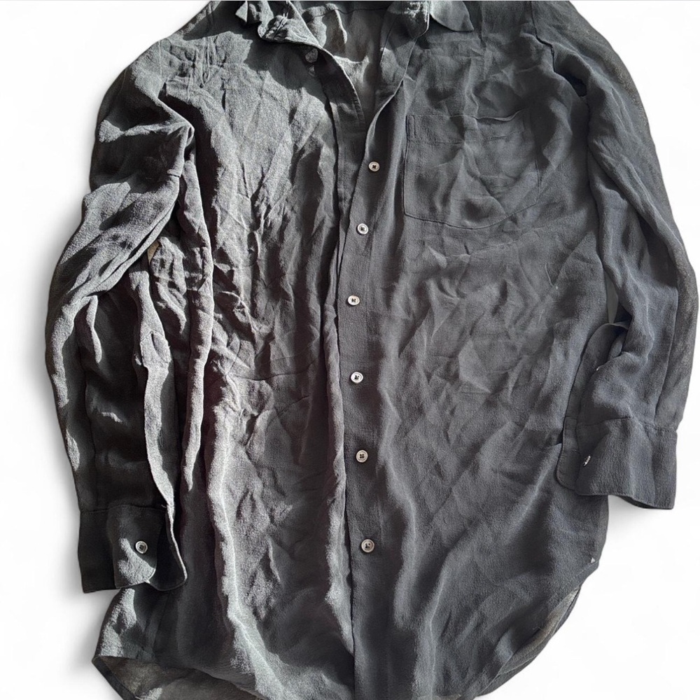 Babaton Aritzia 100% Silk Black Shirt Dress Tunic Blouse XXS